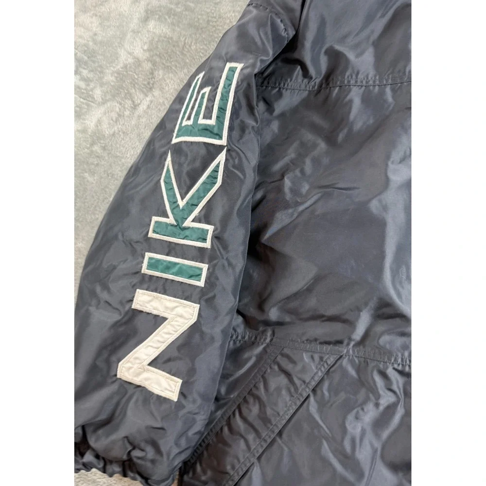 Vintage Nike Y2K Reversible Hooded Puffer Jacket Men's L‎ Spellout Swoosh